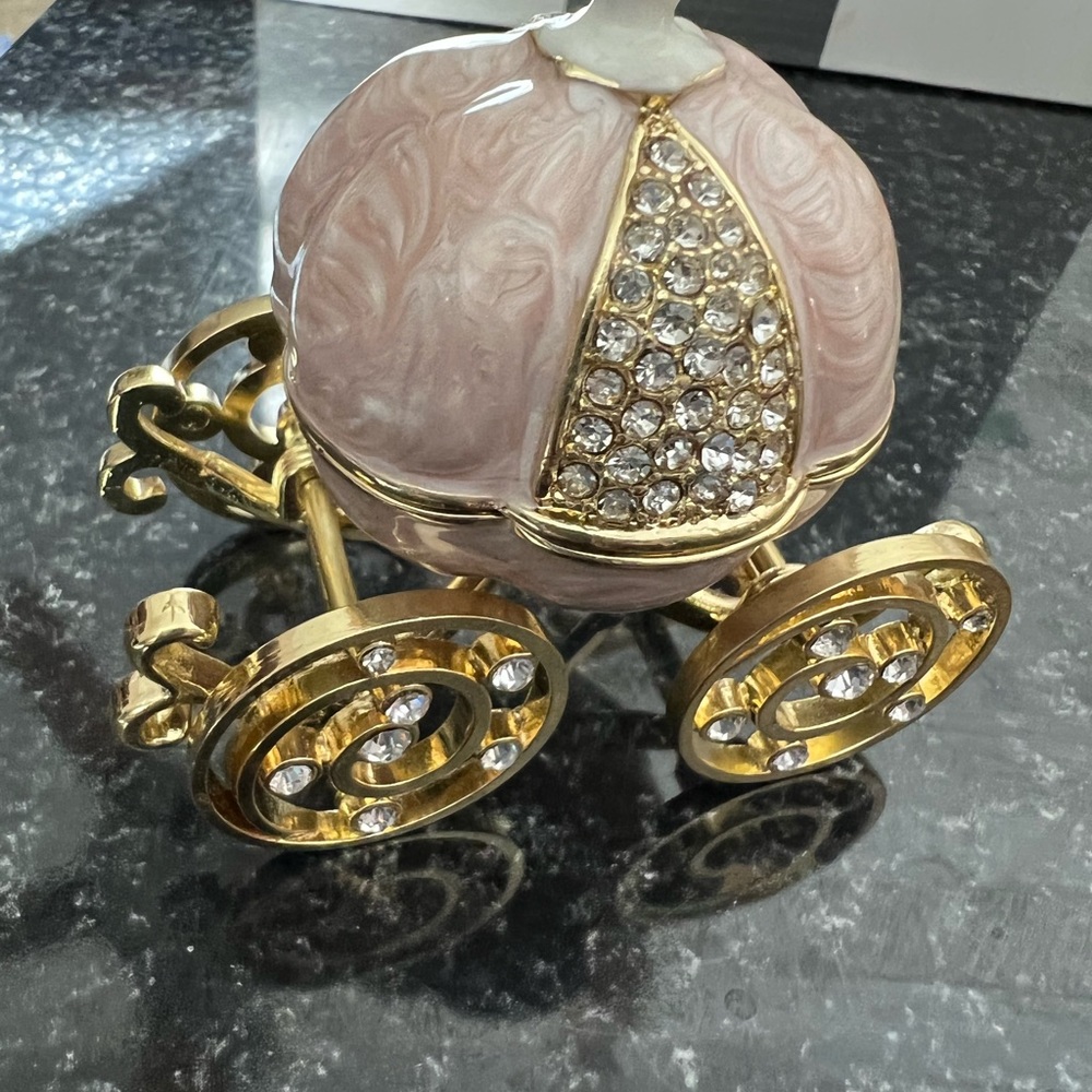 Pumpkin carriage enameled trinket box